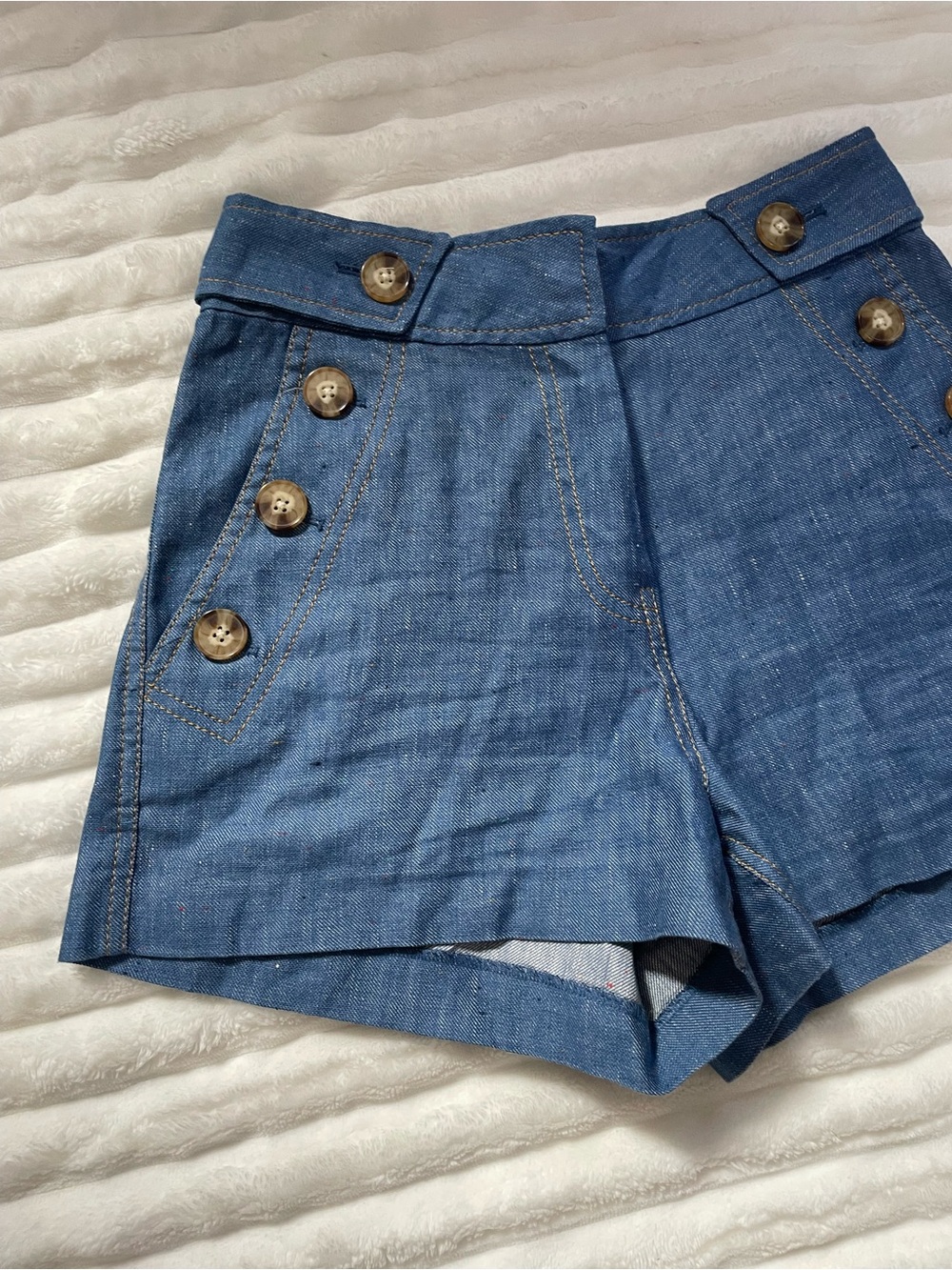 10 Crosby Derek Lam Light Blue Sailor Button High-Waist Shorts - Picture 6 of 16